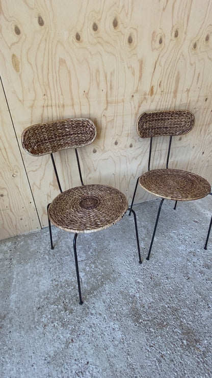 Vintage Pair of Wicker Wire Chairs