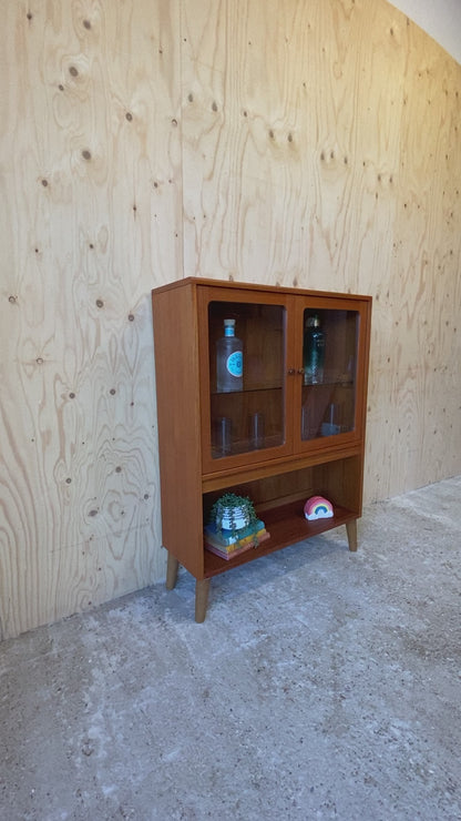 Retro Mid Century Vintage GPlan Fresco Drinks Cabinet Bookcase on Wooden Tapered Legs