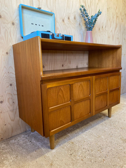 Retro Mid Century Vintage Nathan Sideboard Vinyl Record Storage TV Stand Drinks Cabinet on Wooden Tapered Legs